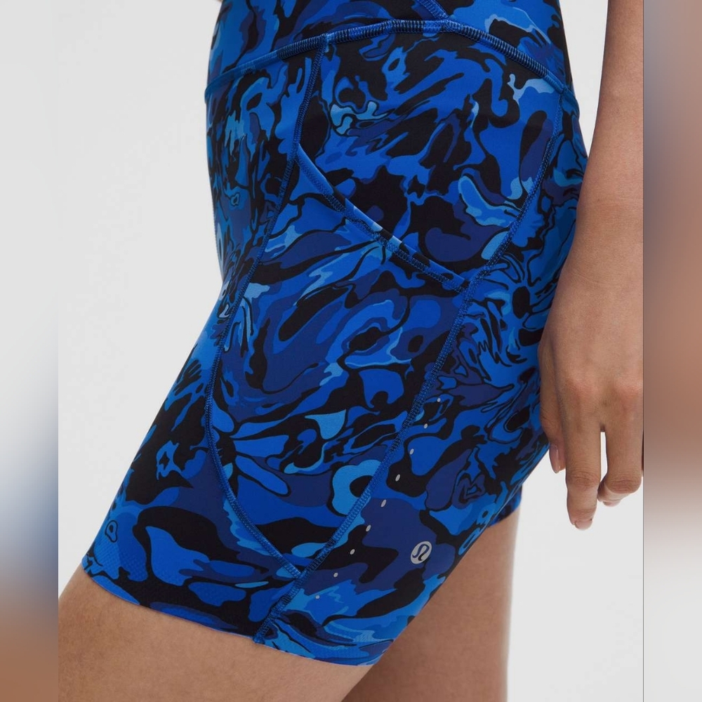 NWT Lululemon Fast&Free High-Rise Short 6" 5 Pocket Flower Galactic Cobalt SZ 2